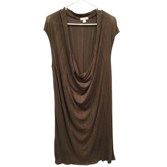 Garnet Hill Womens Dress Size Small Brown Ribbed Knit Minimalist Classic Boho - Picture 1 of 7